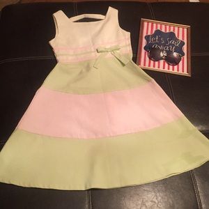 🐣 Pink & Green Girls Dress with Bow
